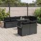 Preview: 9-teiliges Garten Sofa Set mit Kissen Schwarz Poly Rattan