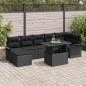 Preview: ARDEBO.de - 8-teiliges Garten-Sofa-Set mit Kissen Schwarz Poly Rattan