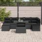 Preview: 8-teiliges Garten-Sofa-Set mit Kissen Schwarz Poly Rattan