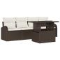 Preview: 5-teiliges Garten-Sofa-Set mit Kissen Braun Poly-Rattan