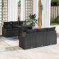 Preview: ARDEBO.de - 7-teiliges Garten-Sofa-Set mit Kissen Schwarz Poly-Rattan