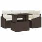 Preview: 5-teiliges Garten Sofa Set mit Kissen Braun Poly Rattan