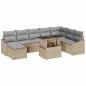 Preview: 9-teiliges Garten Sofa Set mit Kissen Beige Poly Rattan