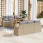 Preview: ARDEBO.de - 7-teiliges Garten-Essgruppen-Set mit Kissen in Beige Poly Rattan Akazie