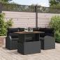 Preview: ARDEBO.de - 5-teiliges Garten-Essensemble mit Kissen Schwarz Poly-Rattan Akazie