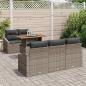 Preview: 6-teiliges Garten Essset mit Kissen Grau Poly Rattan Akazie