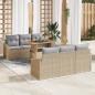 Preview: ARDEBO.de - 7-teiliges Garten Essgruppe mit Kissen Beige Poly Rattan Akazie