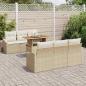 Preview: 7-teiliges Garten Essgruppe mit Kissen beige Poly Rattan Akazie