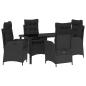 Preview: 5-teiliges Garten-Esszimmer-Set mit Kissen Schwarz Poly Rattan