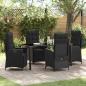 Preview: ARDEBO.de - 5-teiliges Garten-Esszimmer-Set Schwarz Poly Rattan