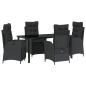 Preview: 5-teiliges Garten-Esszimmer-Set Schwarz Poly Rattan
