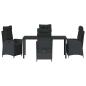 Preview: 5-teiliges Garten-Esszimmer-Set Schwarz Poly Rattan