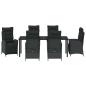 Preview: 7-teiliges Garten-Dining-Set Schwarz Poly-Rattan