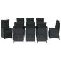 Preview: ARDEBO.de - 9-teiliges Garten-Essgruppe Schwarz Poly-Rattan
