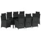 Preview: 9-teiliges Garten-Essgruppe Schwarz Poly-Rattan