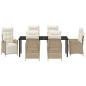 Preview: ARDEBO.de - 7-teiliges Garten-Esstisch-Set Beige Poly Rattan