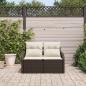 Preview: 2-Sitzer Garten-Sofa mit Kissen Braun Poly Rattan