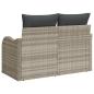 Preview: 2-Sitzer Gartensofa mit Kissen Hellgrau Poly Rattan