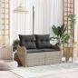 Preview: ARDEBO.de - 2-Sitzer Gartensofa mit Stauraum und Kissen Hellgrau Poly Rattan