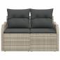 Preview: 2-Sitzer Gartensofa mit Stauraum und Kissen Hellgrau Poly Rattan