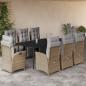 Preview: ARDEBO.de - 9-tlg. Garten-Essgruppe mit Kissen Beigemischung Poly Rattan
