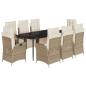 Preview: 9-tlg. Garten-Essgruppe mit Kissen Beige Poly Rattan