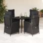 Preview: ARDEBO.de - 5-tlg. Garten-Essgruppe mit Kissen Schwarz Poly Rattan