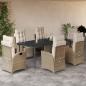 Preview: ARDEBO.de - 7-tlg. Garten-Essgruppe mit Kissen Beige Poly Rattan