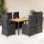Preview: ARDEBO.de - 7-tlg. Garten-Essgruppe mit Kissen Schwarz Poly Rattan