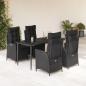 Preview: ARDEBO.de - 5-tlg. Garten-Essgruppe mit Kissen Schwarz Poly Rattan