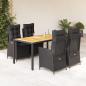 Preview: ARDEBO.de - 5-tlg. Garten-Essgruppe mit Kissen Schwarz Poly Rattan