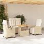Preview: ARDEBO.de - 4-tlg. Garten-Essgruppe mit Kissen Beige Poly Rattan