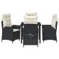 Preview: 5-teiliges Garten-Dining-Set mit Kissen Schwarz Poly-Rattan