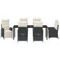 Preview: 7-teiliges Garten-Esszimmer-Set Schwarz Poly Rattan