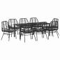 Preview: ARDEBO.de - 9-teiliges Garten-Essgruppen-Set mit Kissen Schwarz Poly Rattan