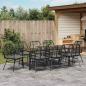 Preview: 9-teiliges Garten-Essgruppen-Set mit Kissen Schwarz Poly Rattan