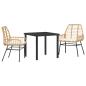 Preview: 3-teiliges Garten-Ess-Set mit Kissen Braun Poly Rattan