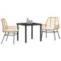 Preview: 3-teiliges Garten-Ess-Set mit Kissen Braun Poly Rattan