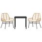 Preview: 3-teiliges Garten-Ess-Set mit Kissen Braun Poly Rattan