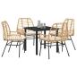 Preview: 5-teiliges Garten-Ess-Set mit Kissen in Braun Poly-Rattan