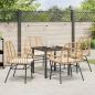 Preview: 5-teiliges Garten-Ess-Set mit Kissen in Braun Poly-Rattan