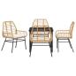Preview: 5-teiliges Garten-Ess-Set mit Kissen in Braun Poly-Rattan