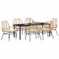 Preview: 7-tlg. Garten-Essgruppe mit Kissen in Braun Poly-Rattan