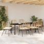 Preview: 7-tlg. Garten-Essgruppe mit Kissen in Braun Poly-Rattan