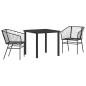 Preview: 3-teiliges Garten-Essenset Schwarz Poly Rattan