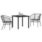 Preview: 3-teiliges Garten-Essenset Schwarz Poly Rattan
