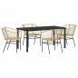 Preview: 5-teiliges Gartendining-Set Brauner Poly-Rattan