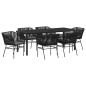 Preview: Garten Essgruppe 7 pcs Schwarz Pulverbeschichteter Stahl