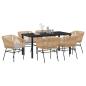 Preview: 7-teiliges Garten-Ess-Set mit Kissen Braun Poly-Rattan