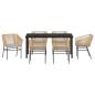 Preview: 7-teiliges Garten-Ess-Set mit Kissen Braun Poly-Rattan